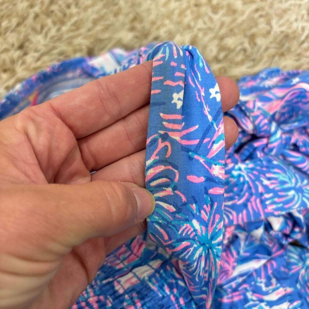 Lilly Pulitzer Kailua Smocked Shoulder Tie Dress Boca Blue - Picture 10 of 11